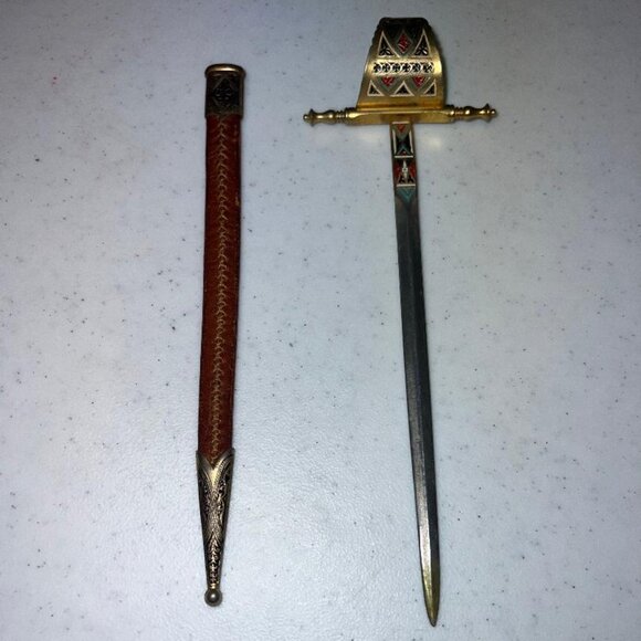 Vintage Toledo Sword Letter Opener - Made in Spain Eagle Crest With Scabbard